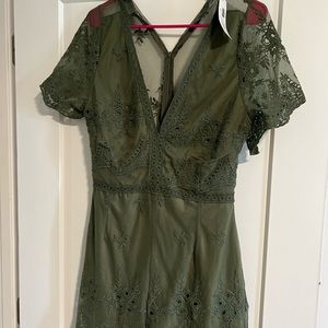 Boutique green lace romper !